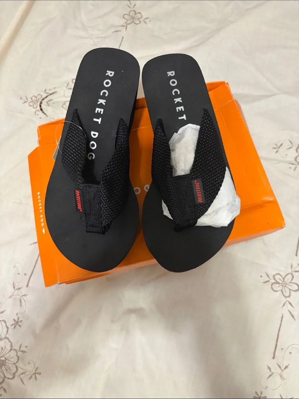 Rocket Dog Black Mesh Men's Flip-Flops Sz 8M